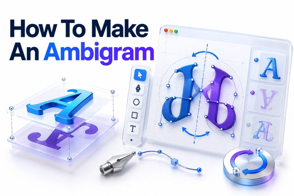 Hand-drawn ambigram lettering that reads the same when rotated 180 degrees